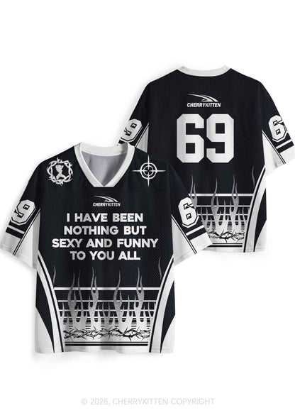 Black I Have Been Funny Y2K Sport Jersey Shirts Cherrykitten