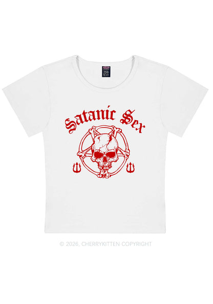 Halloween Satanic Sx Skull Y2K Baby Tee Cherrykitten
