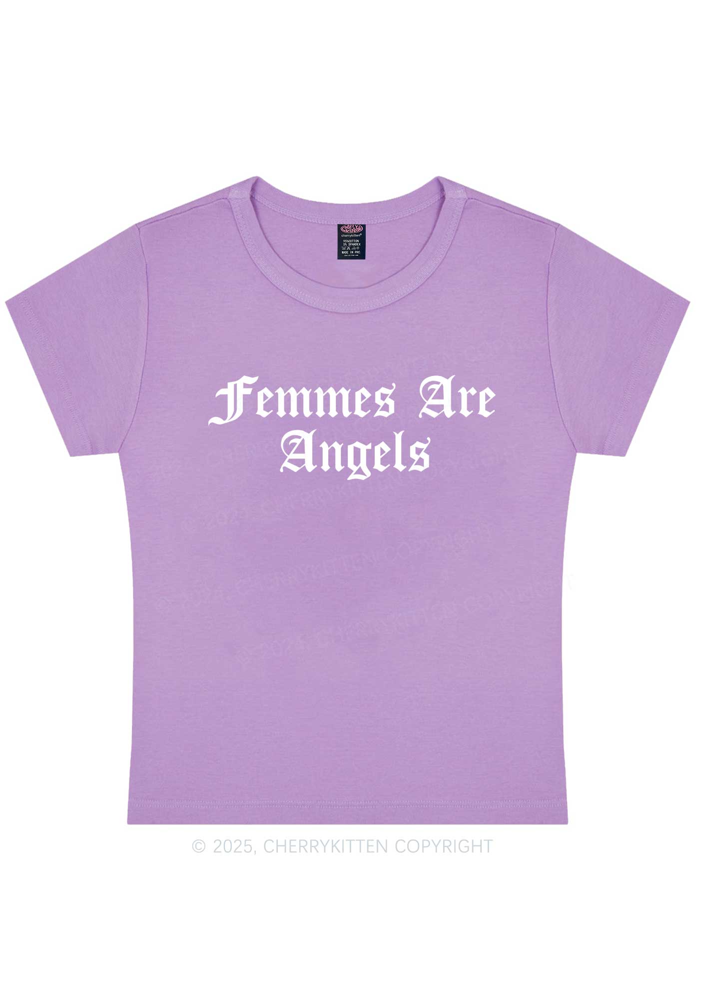 Femmes Are Angels Y2K Baby Tee Cherrykitten