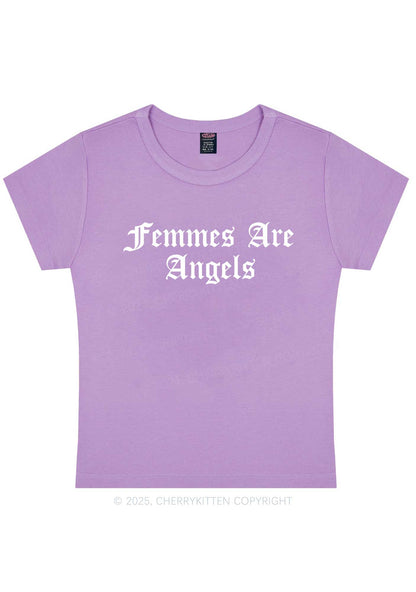 Femmes Are Angels Y2K Baby Tee Cherrykitten