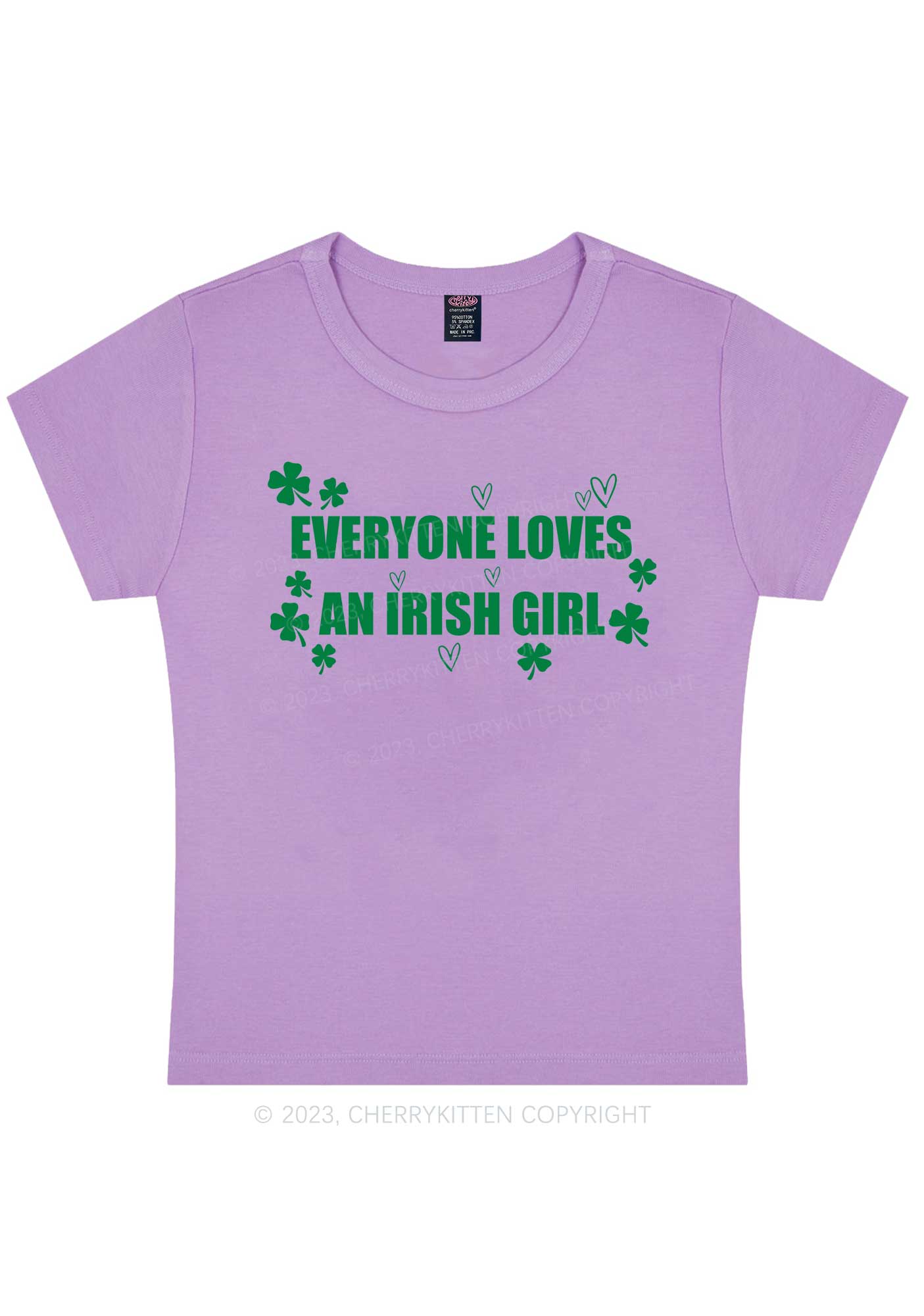 Everyone Loves Irish Girl St Patricks Y2K Baby Tee Cherrykitten