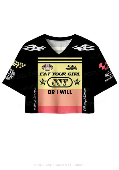 Custom Eat Your Girl Out Pride Y2K Crop Sport Jersey Shirts Cherrykitten
