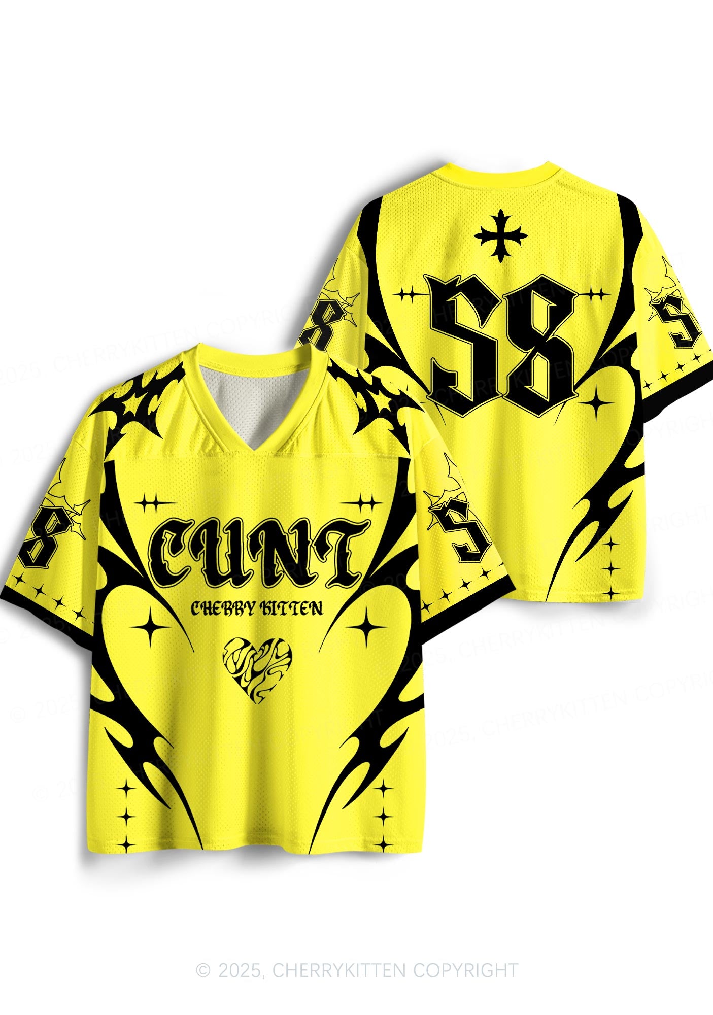 Custom Bright Yellow Cxxt Y2K Sport Jersey Shirts Cherrykitten