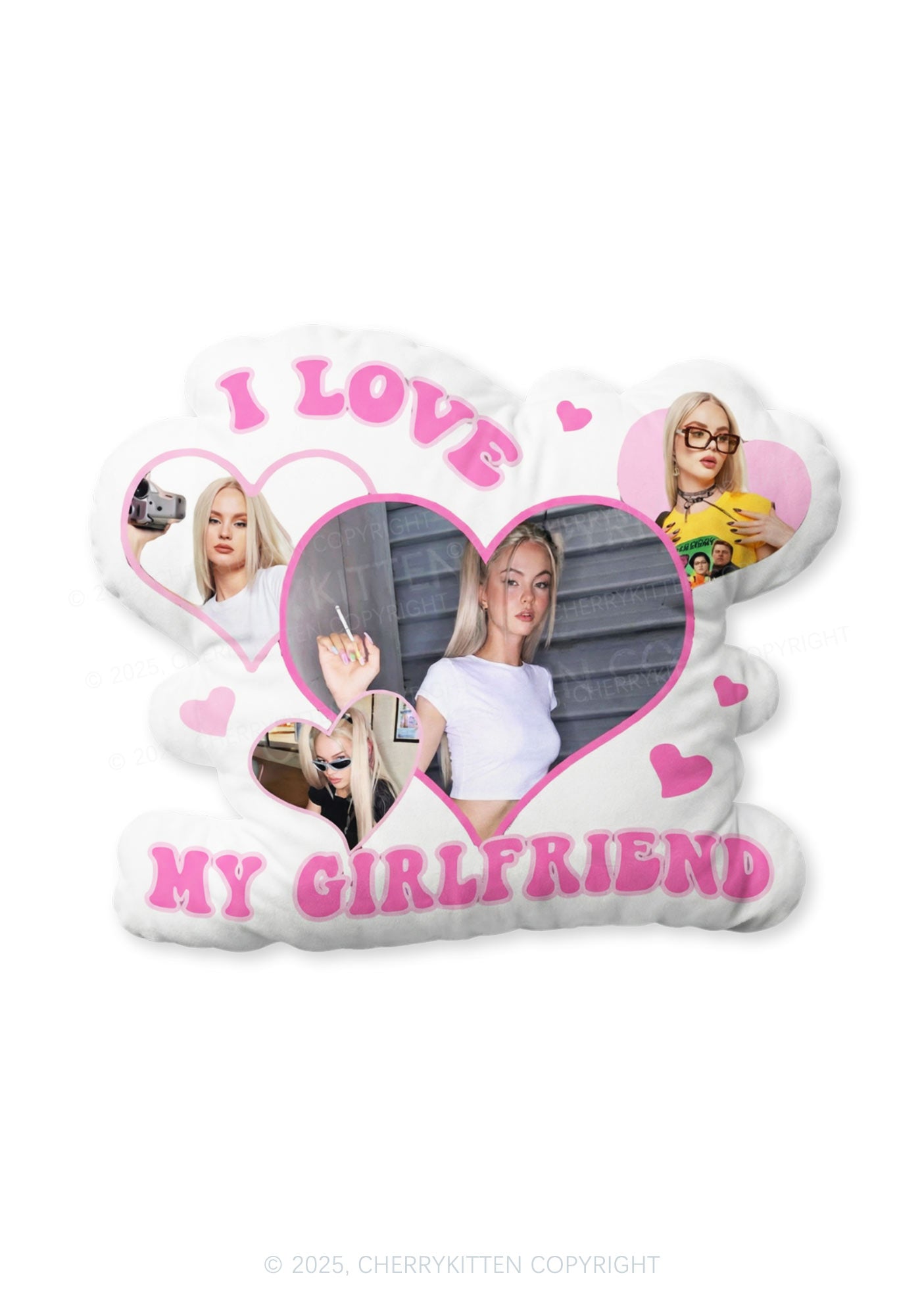 Custom GF Photo Y2K Valentine's Day Y2K Ugly Pillow Cherrykitten