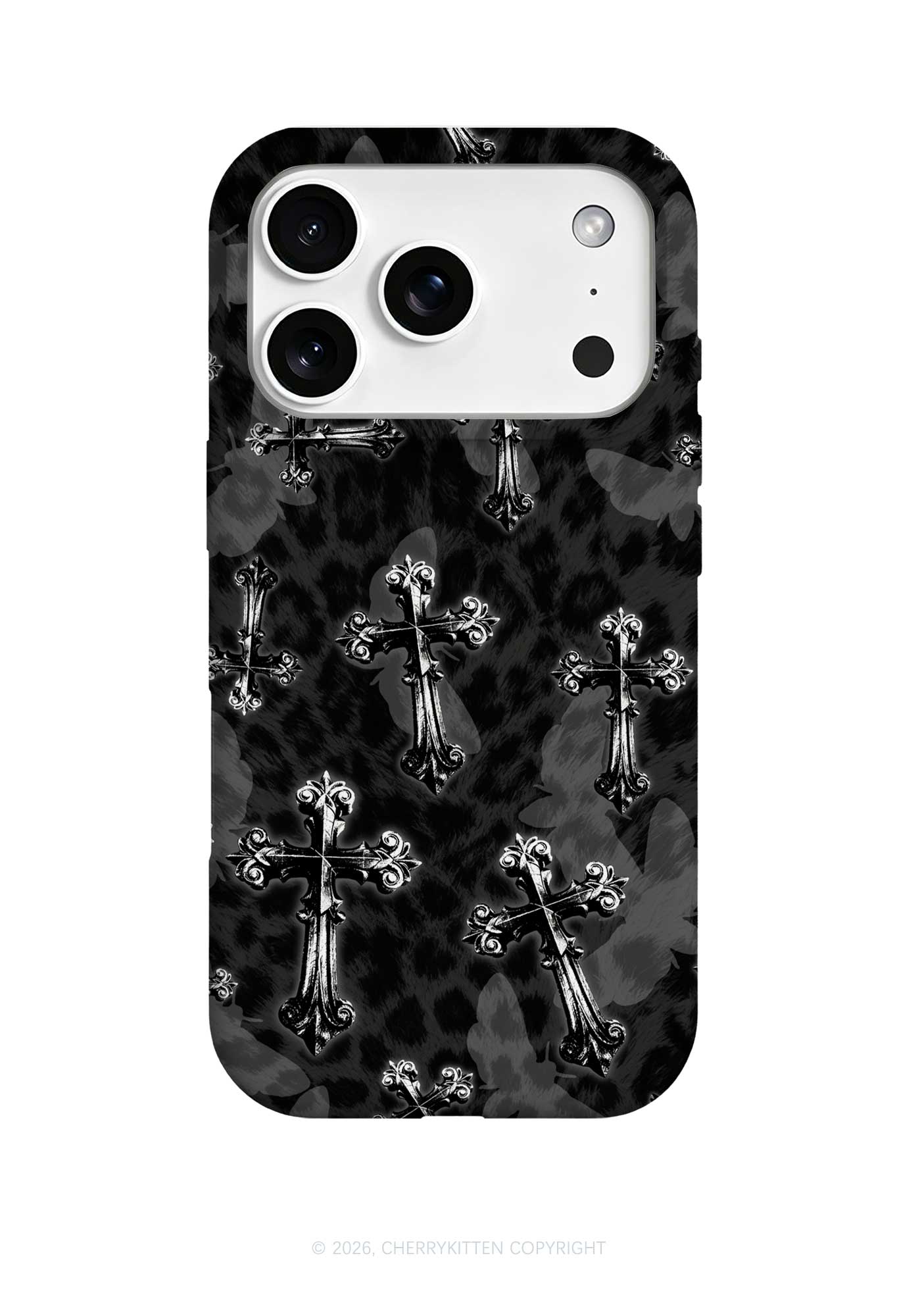 Halloween Gothic Cross Moth Leopard Y2K Phone Case Cherrykitten
