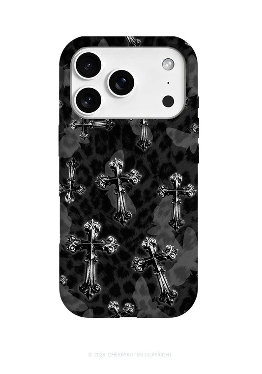 Halloween Gothic Cross Moth Leopard Y2K Phone Case Cherrykitten