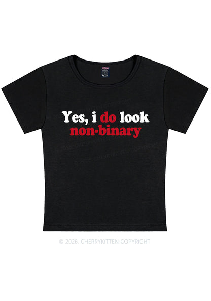 I Do Look Nonbinary Pride Y2K Baby Tee Cherrykitten
