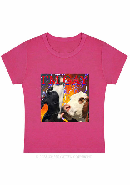 Gay Cow Play Y2K Baby Tee Cherrykitten