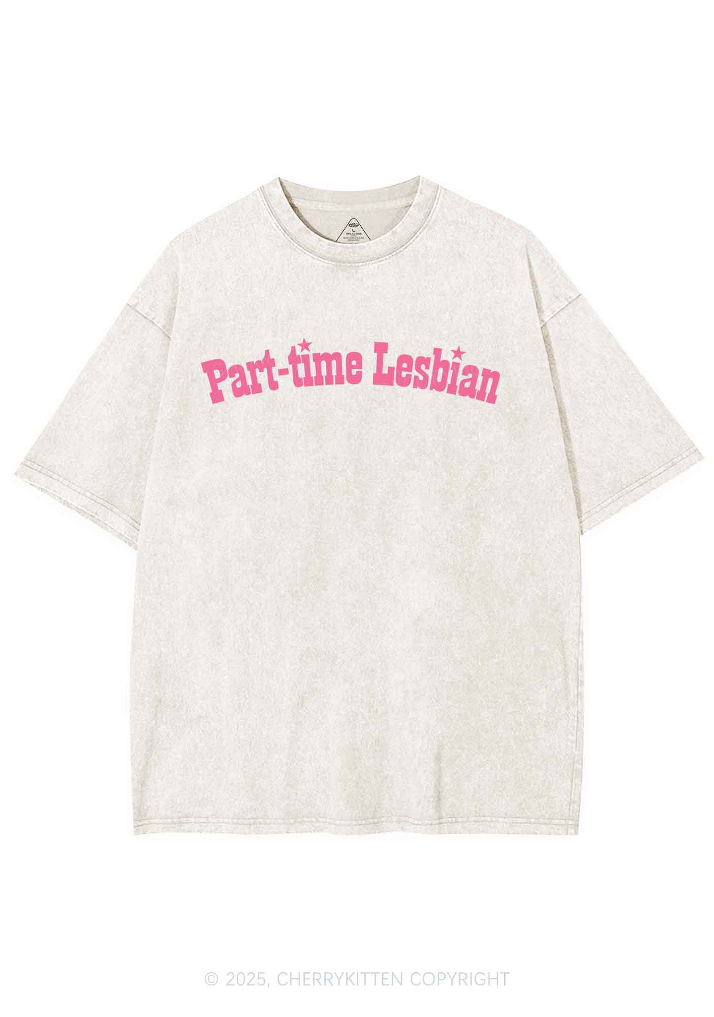 Part Time Lesbian Pride Y2K Shirts Washed Tee Cherrykitten