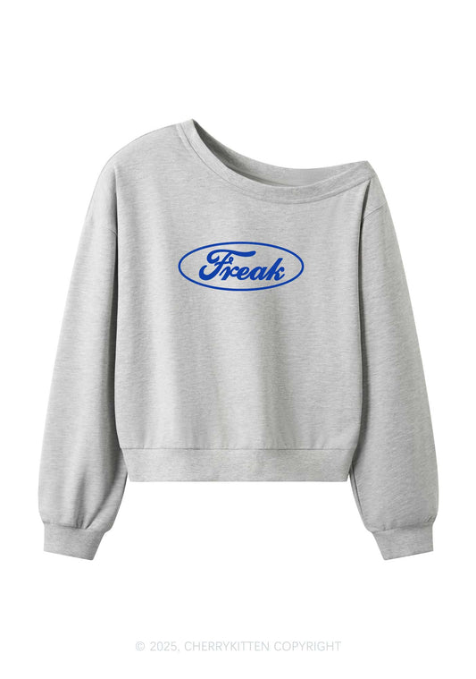 Oval Freak Y2K Off Shoulder Sweatshirts Cherrykitten