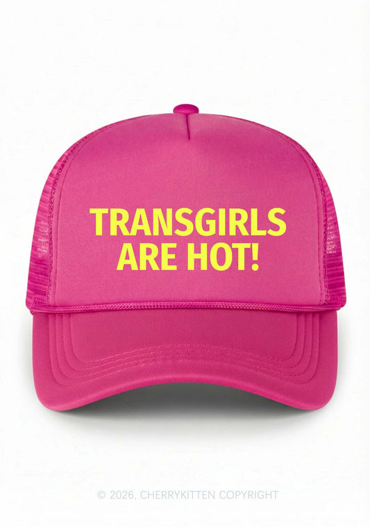 Transgirls Are Hot Pride Y2K Trucker Hat Cherrykitten