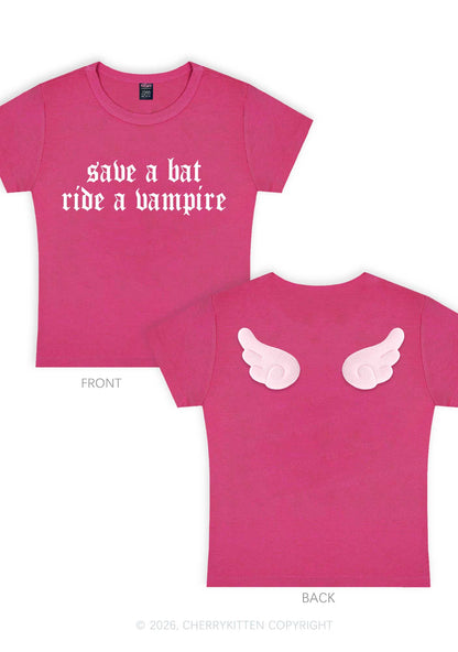 Halloween Ride A Vampire Y2K Goth Angel Wings Baby Tee Cherrykitten
