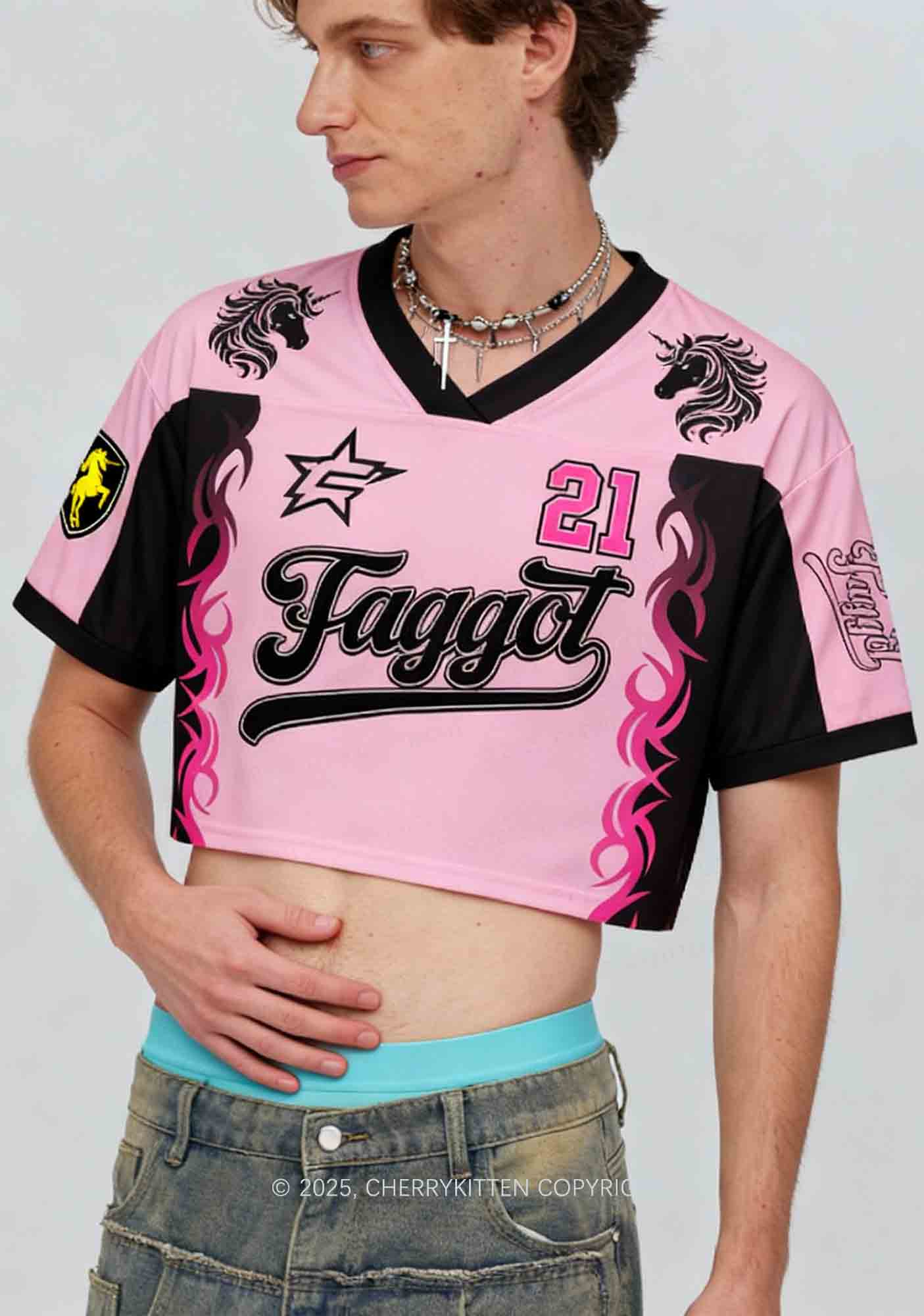 Custom Black Faggot Pride Y2K Crop Sport Jersey Shirts Cherrykitten