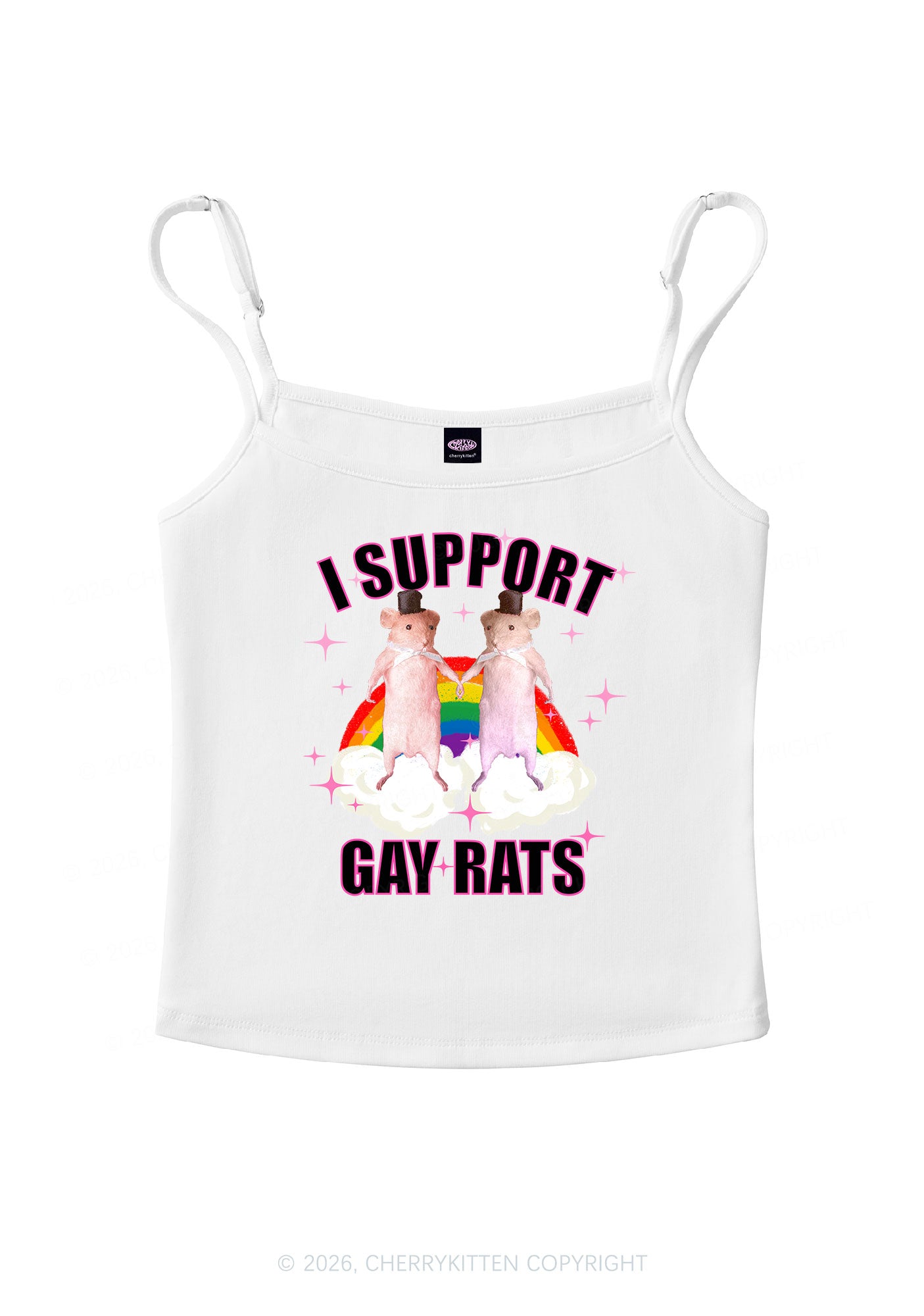 Support Gay Rats Pride Y2K Spaghetti Strap Cami Cherrykitten