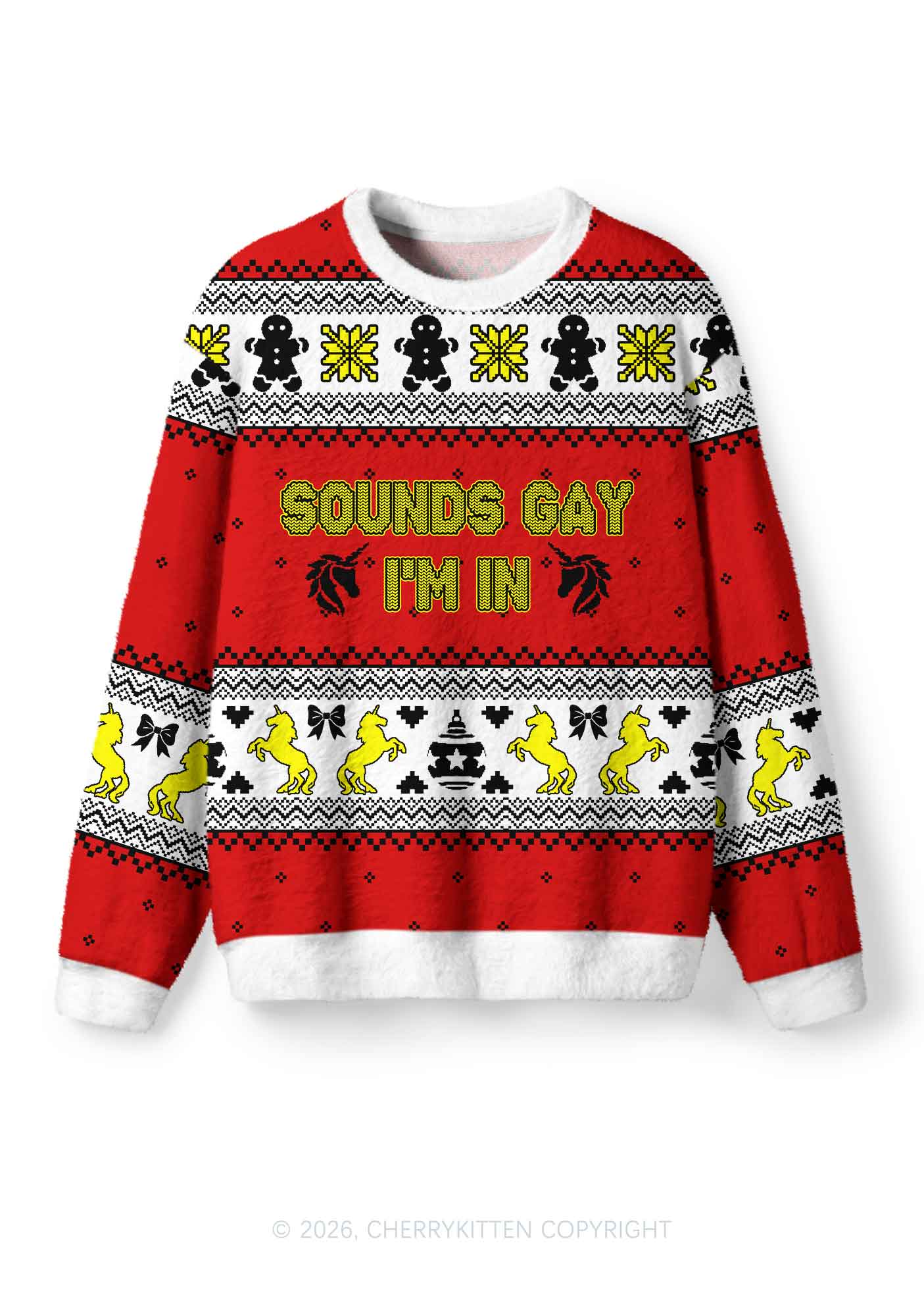 Sounds Gay Pride Y2K Christmas Knit Sweatshirt Cherrykitten