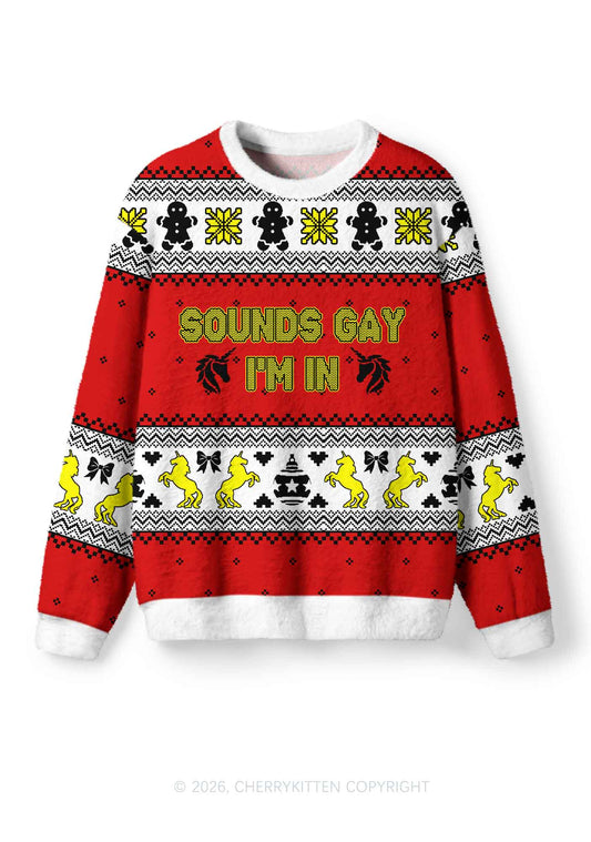 Sounds Gay Pride Y2K Christmas Knit Sweatshirt Cherrykitten