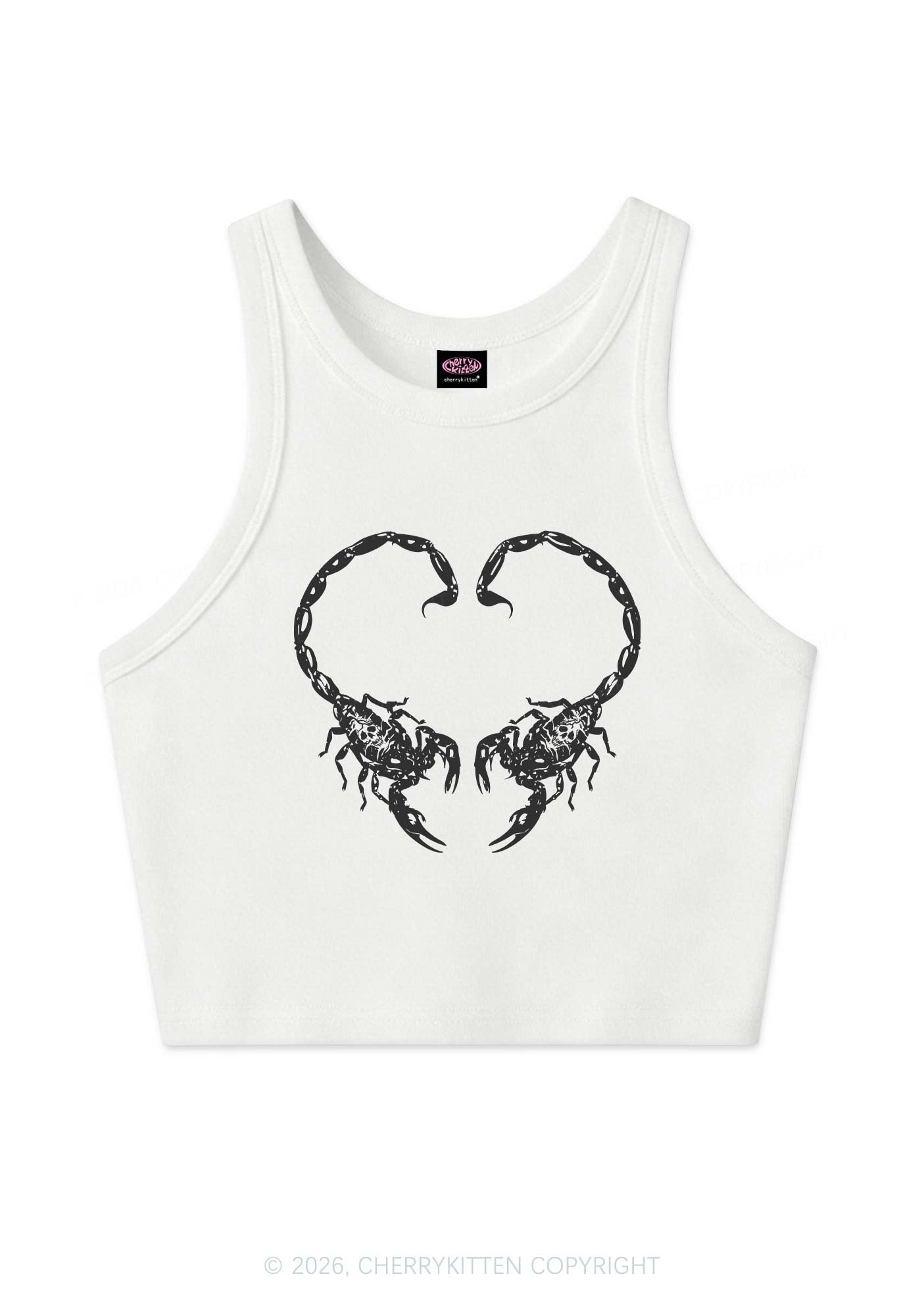Skull Scorpion Heart Y2K Crop Tank Top Cherrykitten
