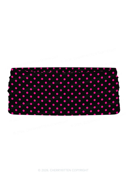 Pink Dots On Black Y2K Print Foldover Waistband Cherrykitten