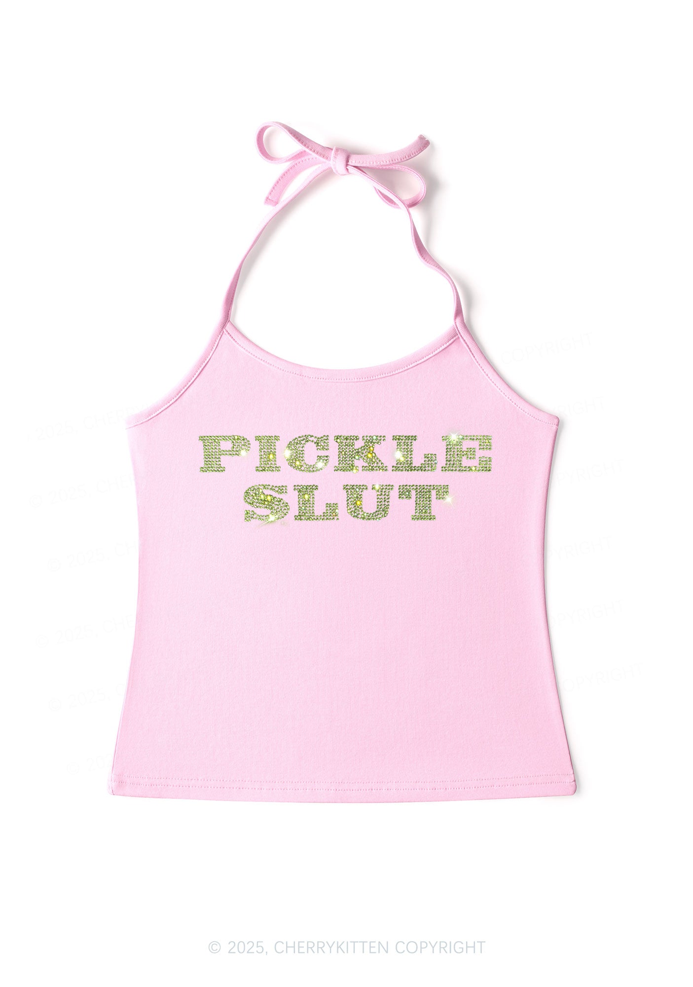 Rhinestone Pickle Slxt Y2K Halter Neck Cami Cherrykitten