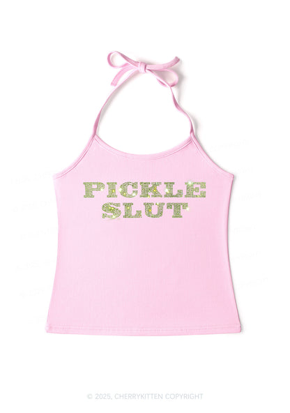 Rhinestone Pickle Slxt Y2K Halter Neck Cami Cherrykitten