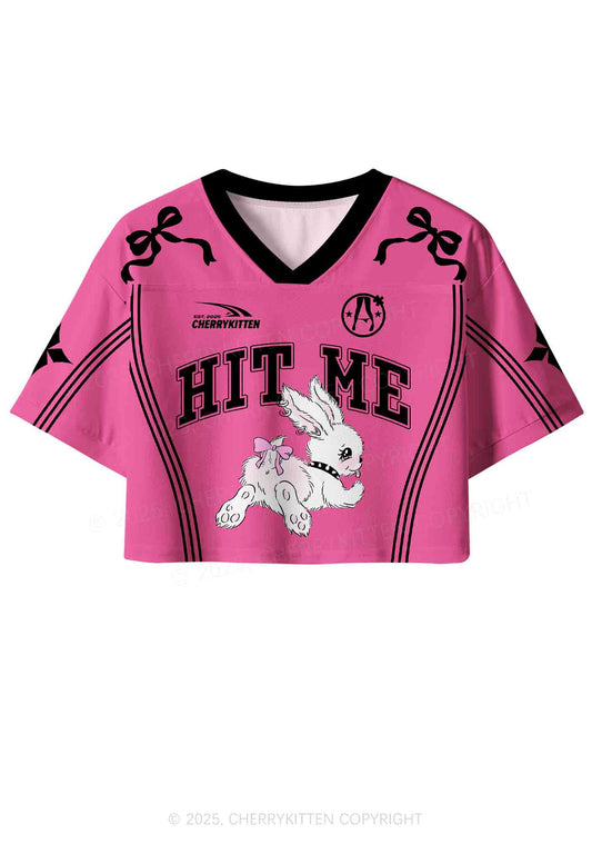 Custom Hit Me White Bunny Y2K Crop Sport Jersey Shirts Cherrykitten