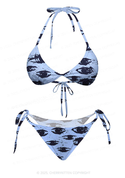 Eyes In The Blue Y2K Print Bikini Set Cherrykitten
