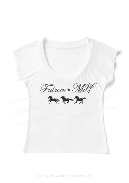 Future Mxxf Pony Y2K V Neck T Shirts Cherrykitten