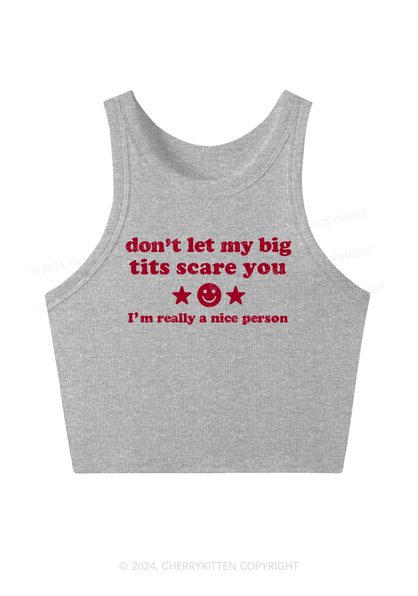 Don't Let My Big Txts Scare You Y2K Crop Tank Top Cherrykitten