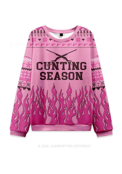 Cunting Season Y2K Christmas Knit Sweatshirt Cherrykitten
