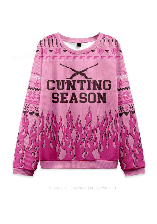 Cunting Season Y2K Christmas Knit Sweatshirt Cherrykitten