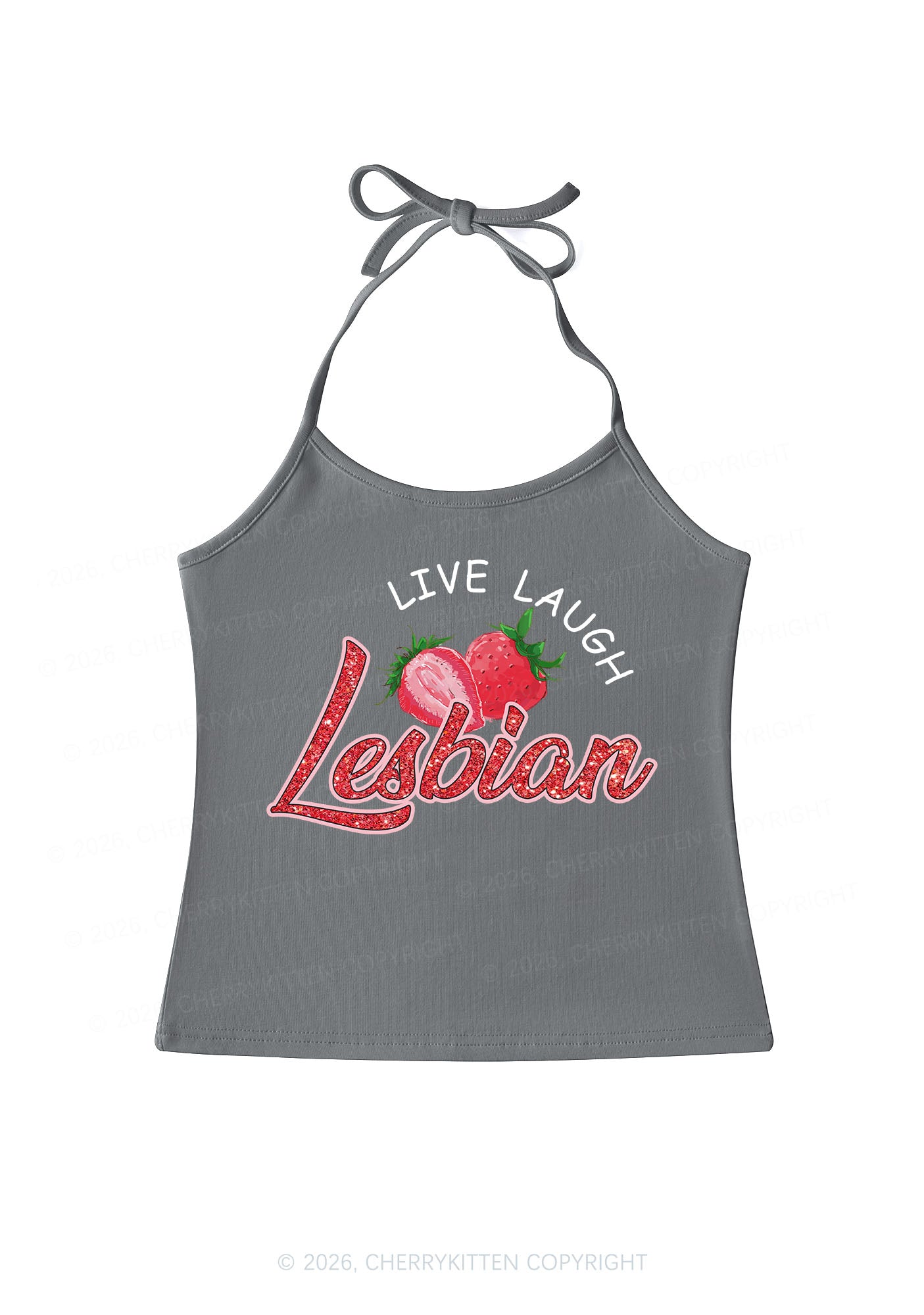 Live Love Lesbian Pride Y2K Halter Neck Cami Cherrykitten