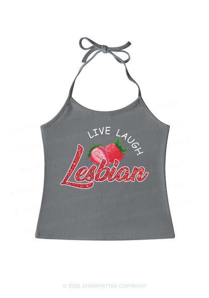 Live Love Lesbian Pride Y2K Halter Neck Cami Cherrykitten