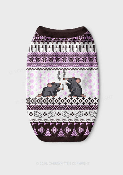 Pixel Smoking Rats Y2K Pet Knit Sweatshirt Cherrykitten