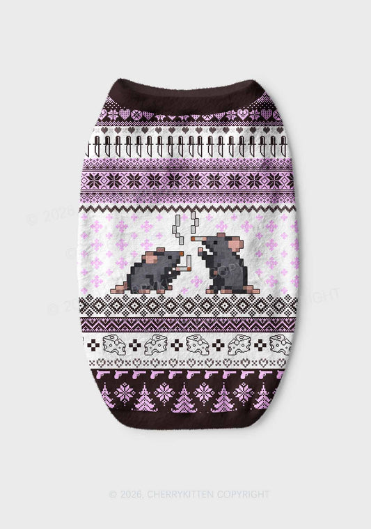 Pixel Smoking Rats Y2K Pet Knit Sweatshirt Cherrykitten