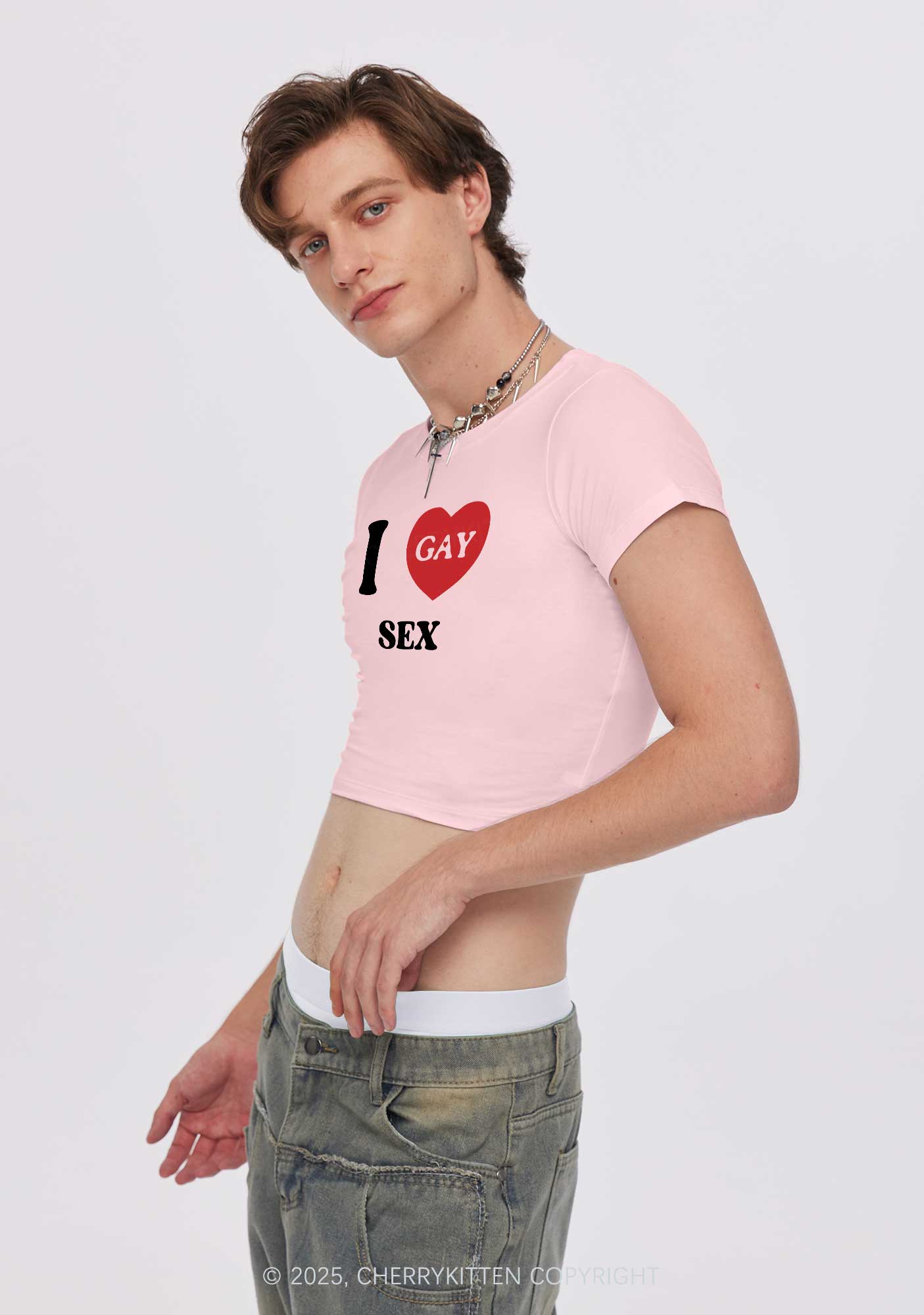 I Love Sx Gay Pride Y2K Baby Tee Cherrykitten