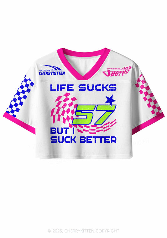 Custom Life Sucks Y2K Crop Sport Jersey Shirts Cherrykitten