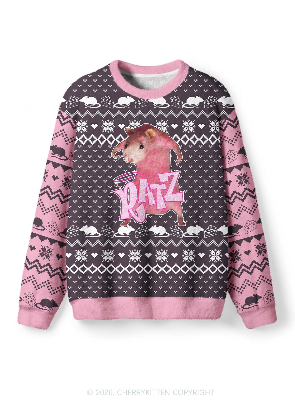 Pink Ratz Y2K Christmas Knit Sweatshirt Cherrykitten