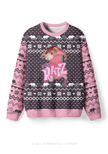 Pink Ratz Y2K Christmas Knit Sweatshirt Cherrykitten