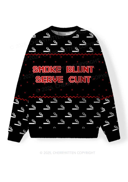 Smoke Blunt Y2K Christmas Knit Sweatshirt Cherrykitten