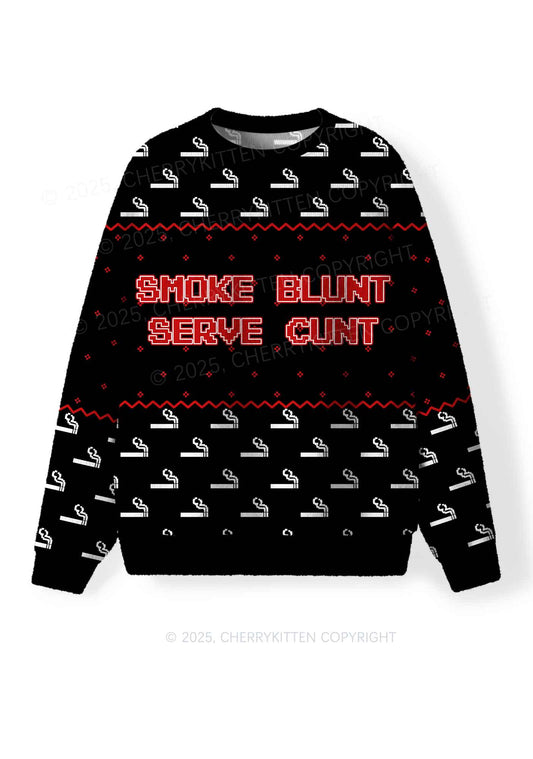 Smoke Blunt Y2K Christmas Knit Sweatshirt Cherrykitten