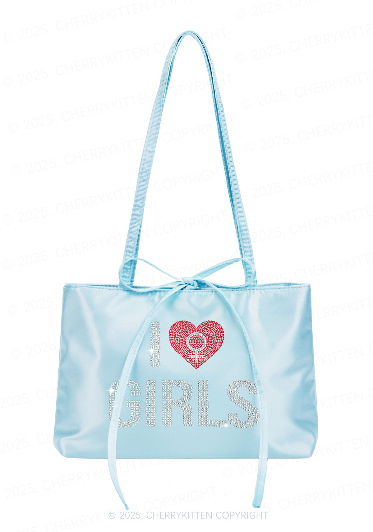 Rhinestone I Love Girls Pride Y2K Satin Bags Cherrykitten