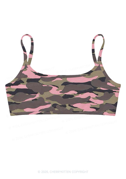 Pink Camouflage Y2K Print Super Crop Cami Cherrykitten