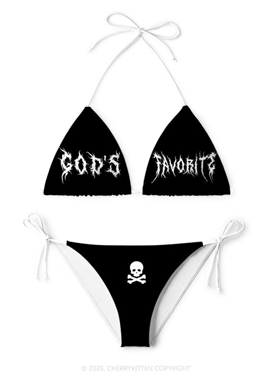 Gods Favorite Skull Y2K Print Bikini Set Cherrykitten