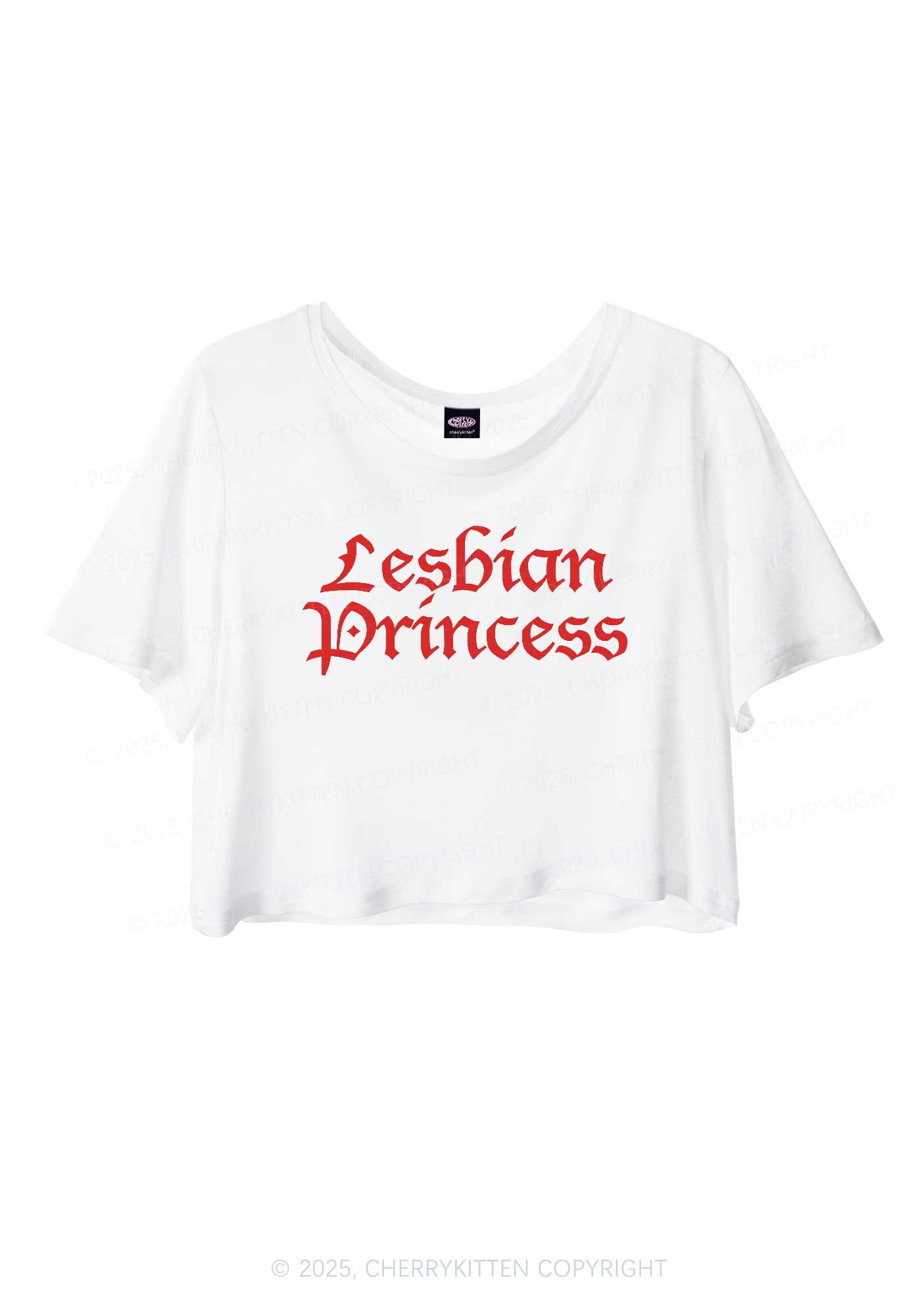 Lesbian Princess Pride Y2K Sheer Crop Tee Cherrykitten