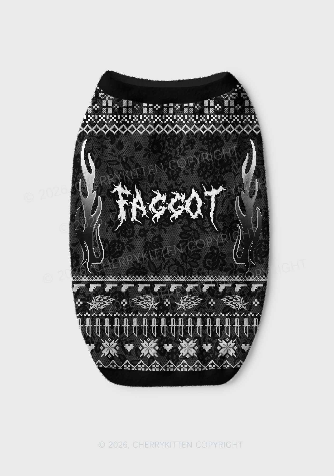 Punk Faggot Pride Y2K Pet Knit Sweatshirt Cherrykitten