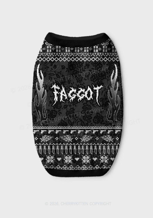 Punk Faggot Pride Y2K Pet Knit Sweatshirt Cherrykitten