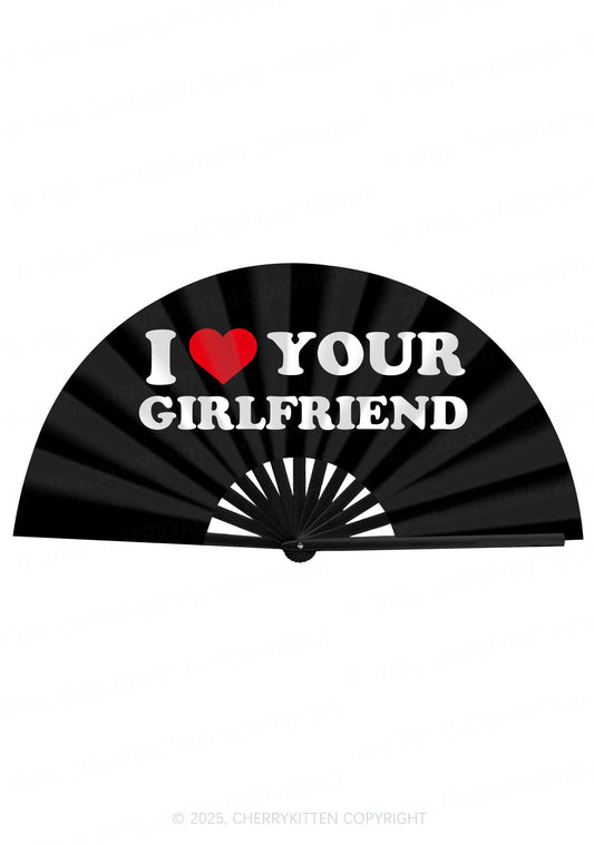 I Love Your GF Valentine's Day Y2K Rave Hand Fan Cherrykitten