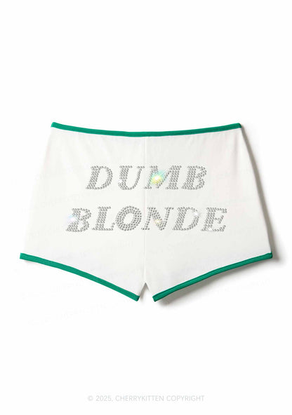 Rhinestone Dumb Blonde Y2K Booty Shorts Cherrykitten