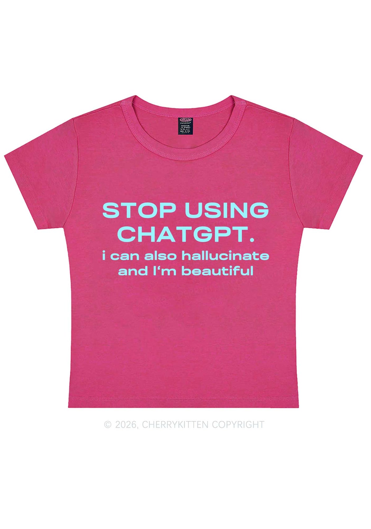 Stop Using GPT Y2K Baby Tee Cherrykitten