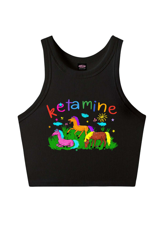 Rainbow K Pony Y2K Crop Tank Top Cherrykitten